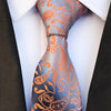 Cravate Blanche à Motif Paisley Orange