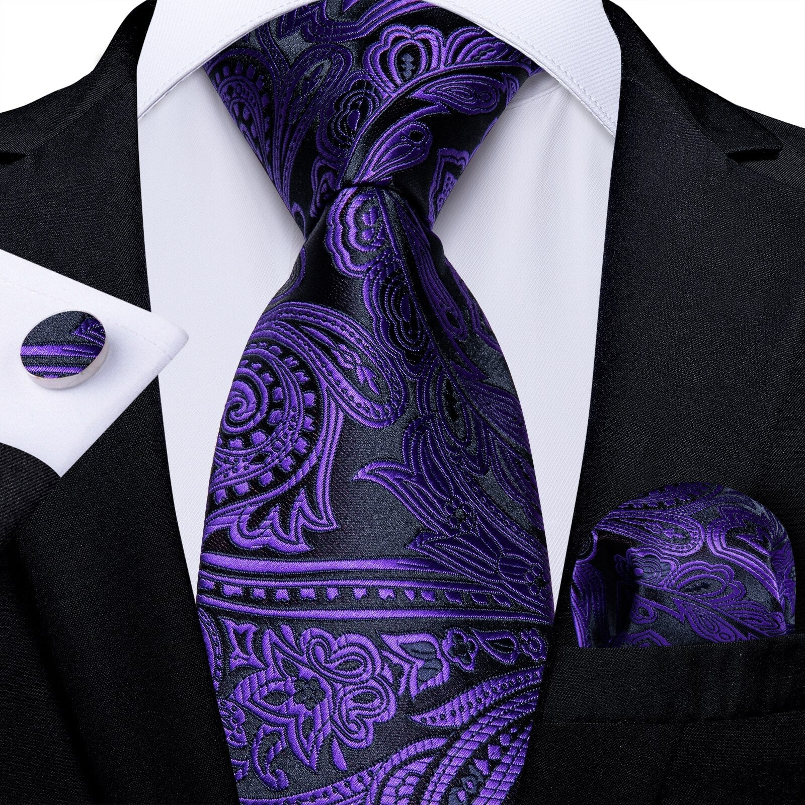 Cravate Paisley Violette et Noire